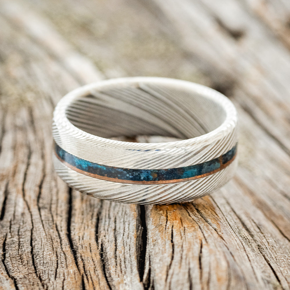 "NIRVANA" - CENTERED PATINA COPPER WEDDING BAND-6