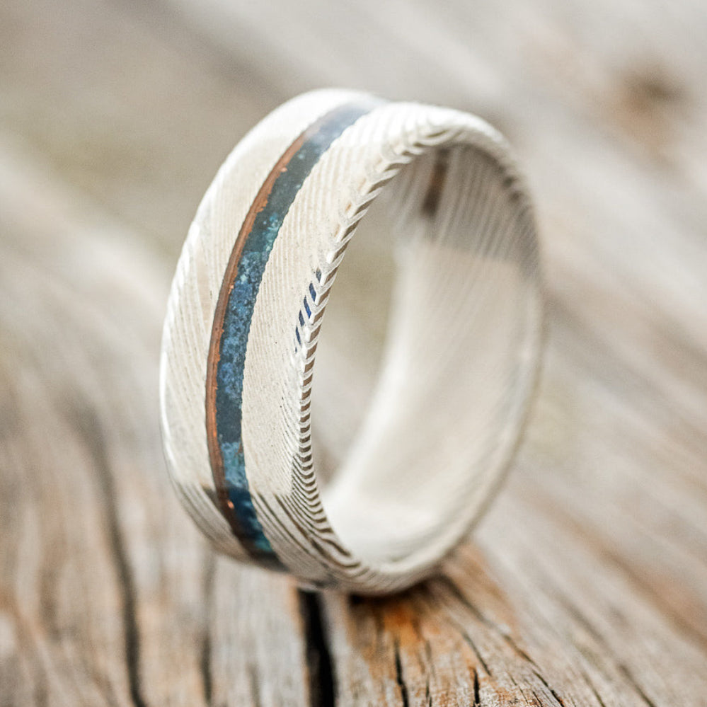 "NIRVANA" - CENTERED PATINA COPPER WEDDING BAND-4