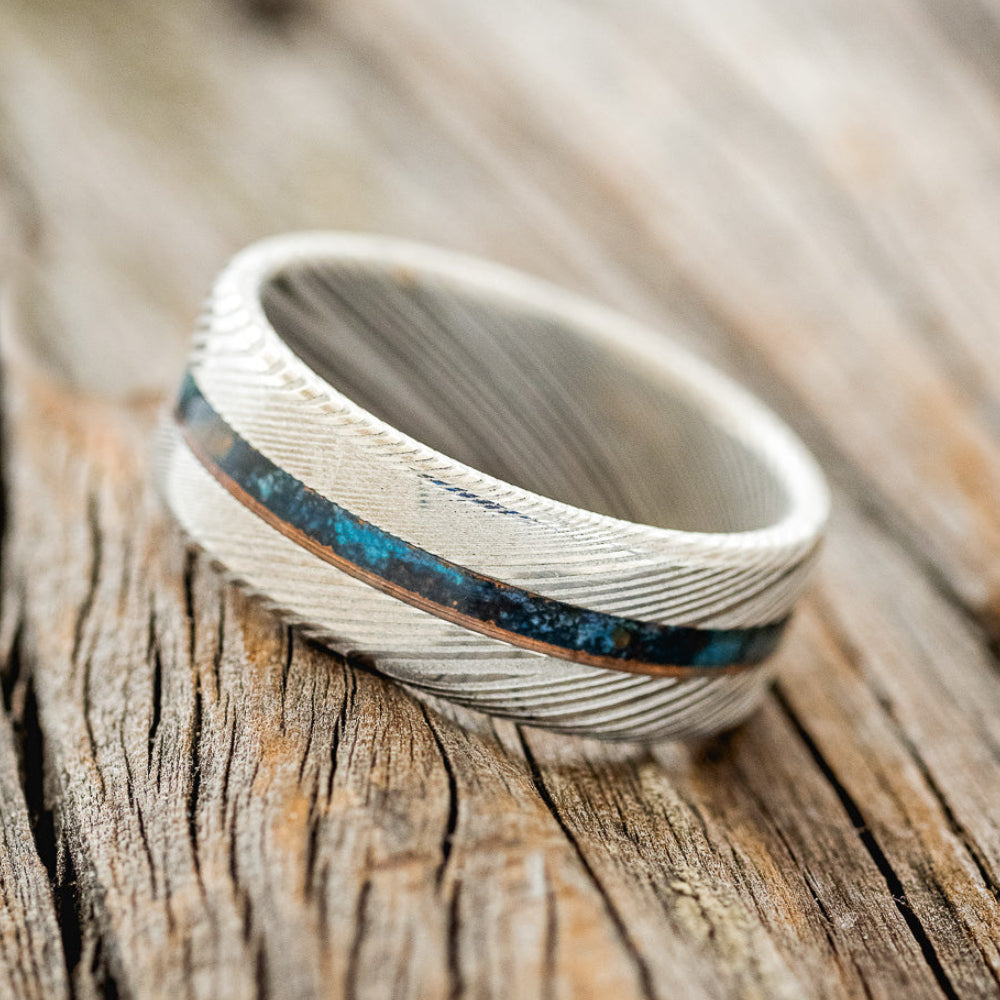 "NIRVANA" - CENTERED PATINA COPPER WEDDING BAND-5