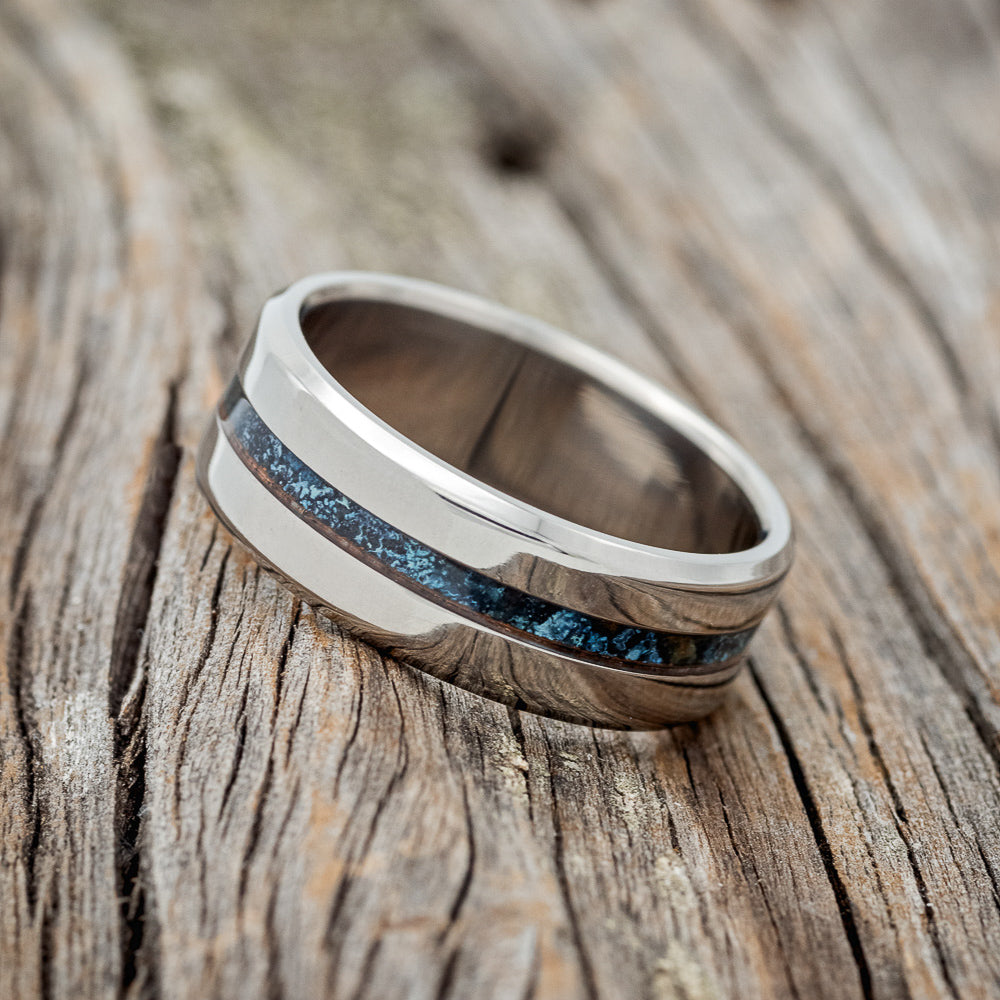 "NIRVANA" - CENTERED PATINA COPPER INLAY WEDDING BAND - READY TO SHIP-2