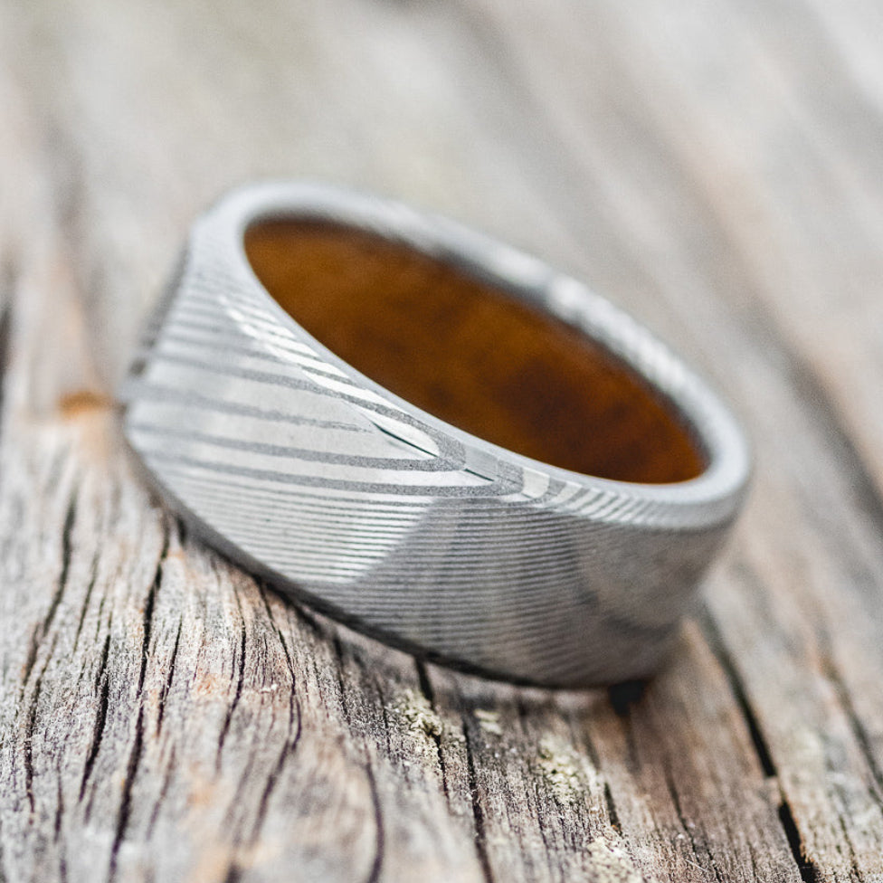 WHISKEY BARREL LINED WEDDING BAND-9