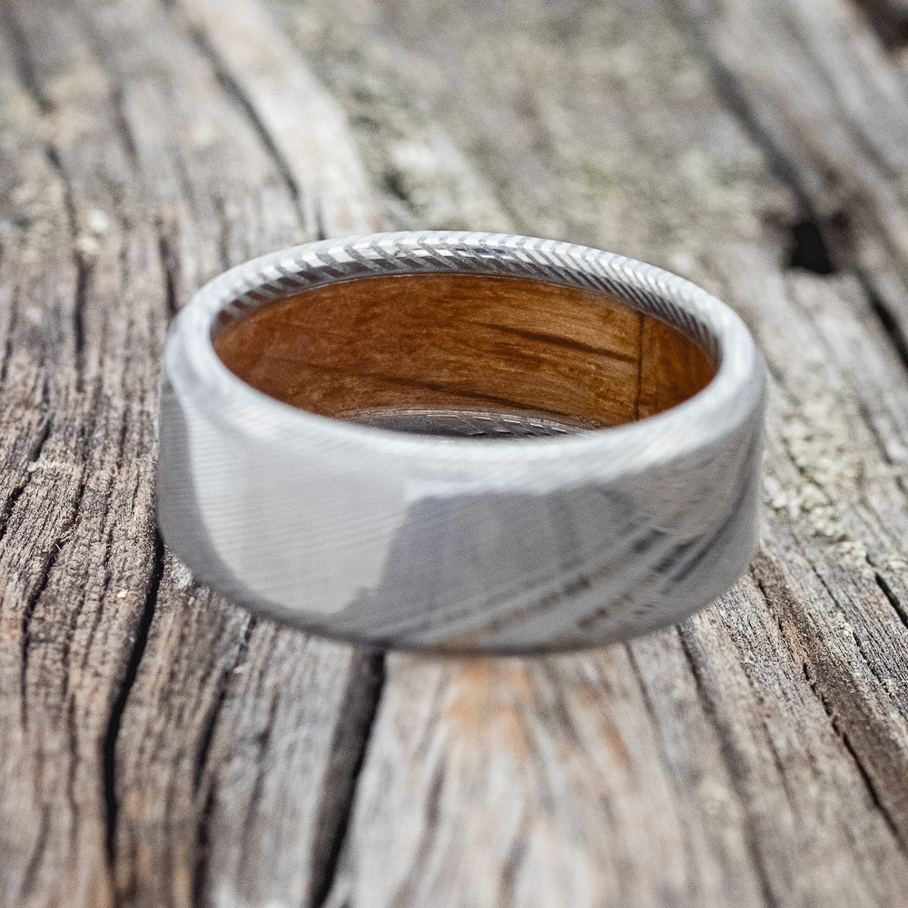 WHISKEY BARREL LINED WEDDING BAND-12