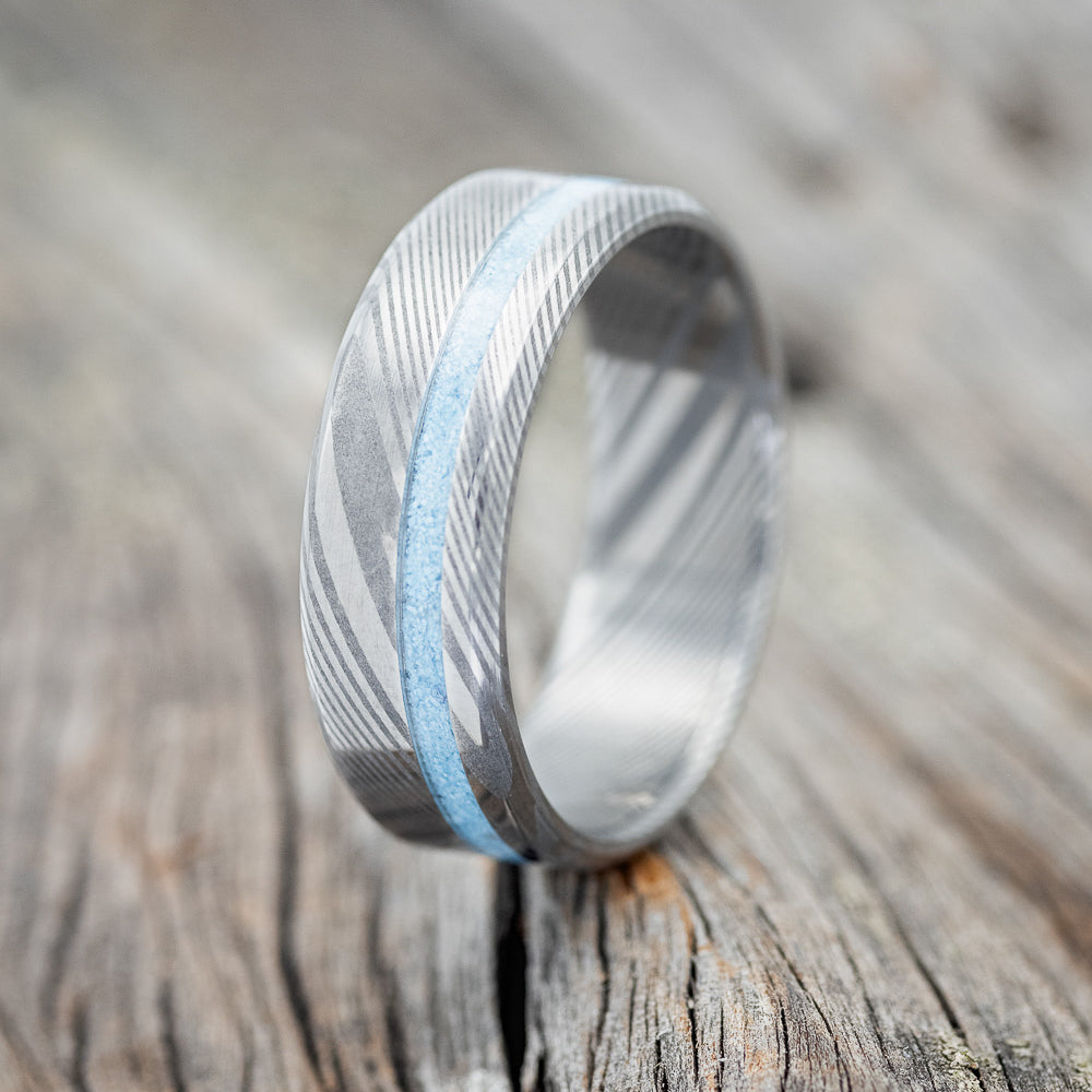 "VERTIGO" - TURQUOISE INLAY WEDDING BAND-12