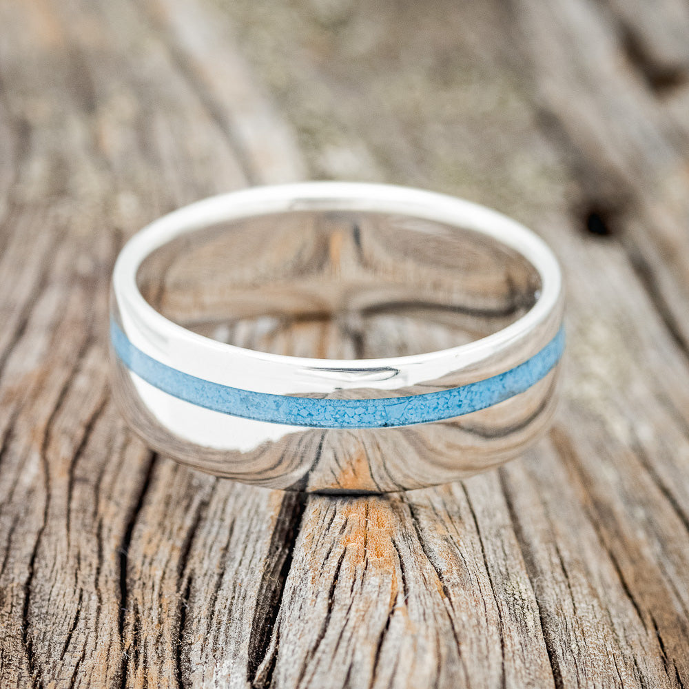 "VERTIGO" - TURQUOISE INLAY WEDDING BAND-18