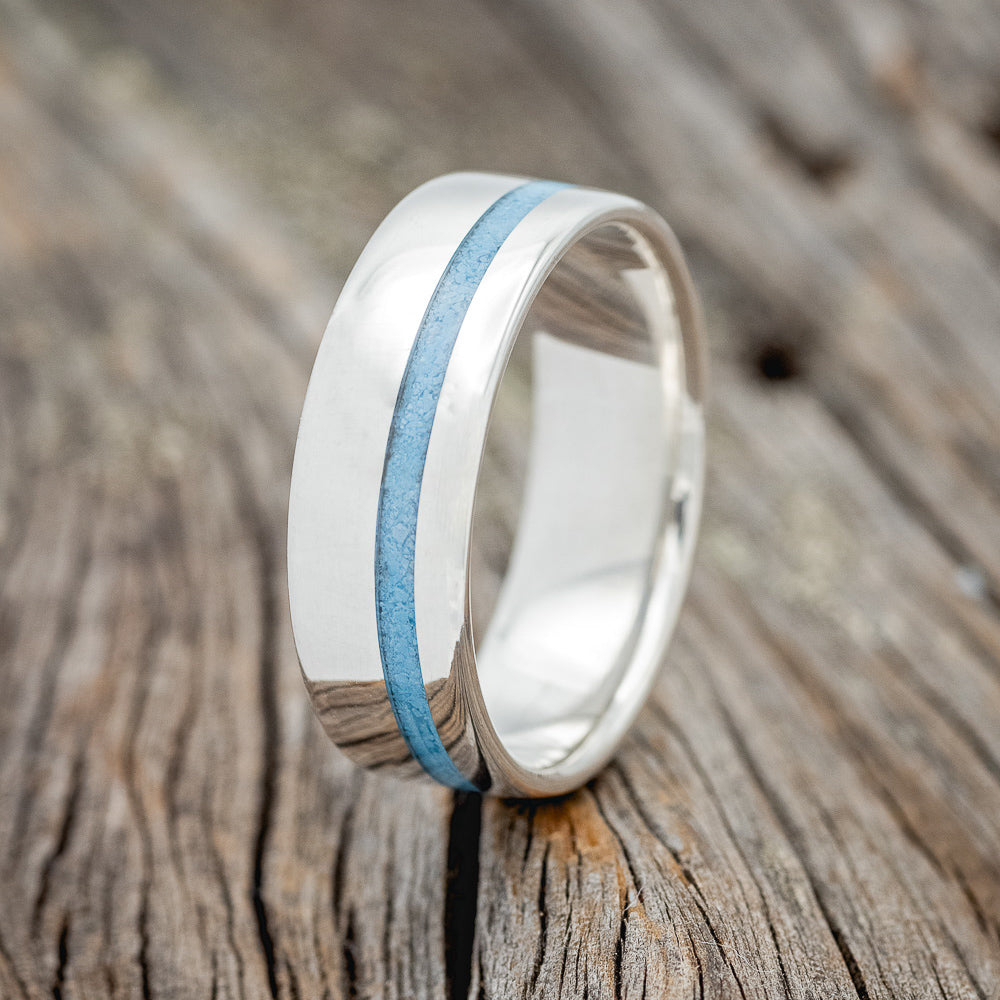 "VERTIGO" - TURQUOISE INLAY WEDDING BAND-16