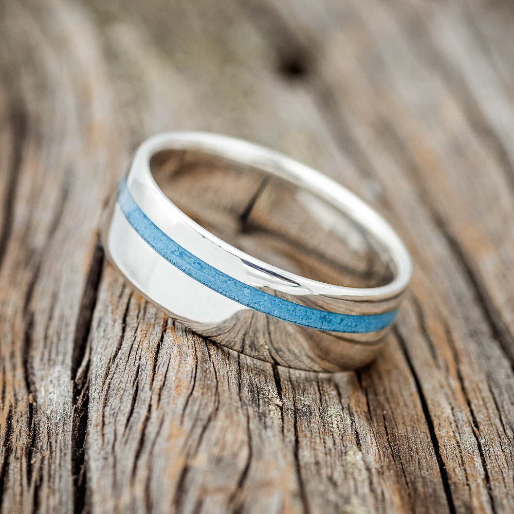 "VERTIGO" - TURQUOISE INLAY WEDDING BAND-17