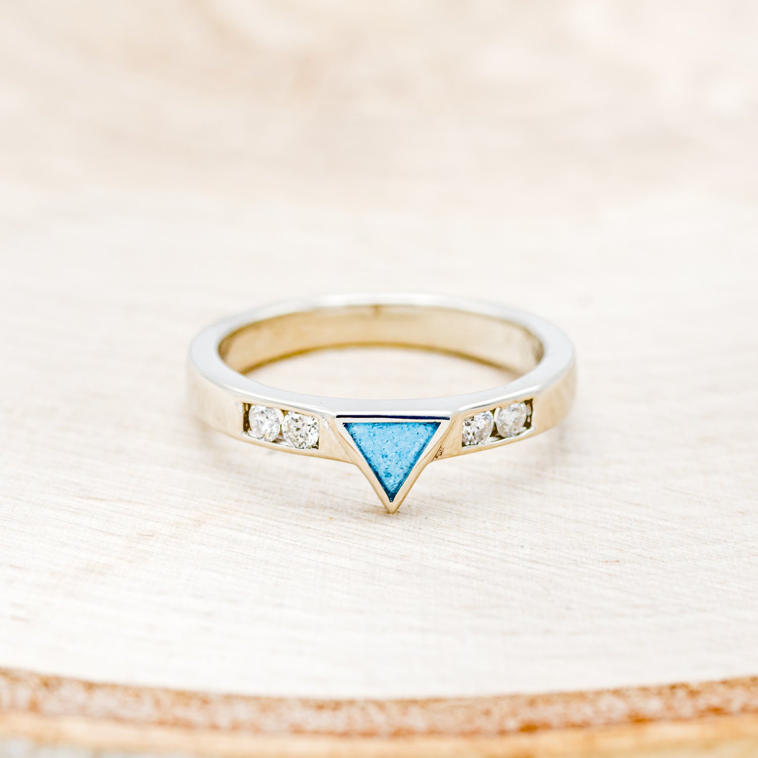TURQUOISE TRIANGLE STACKING BAND WITH DIAMOND ACCENTS-4