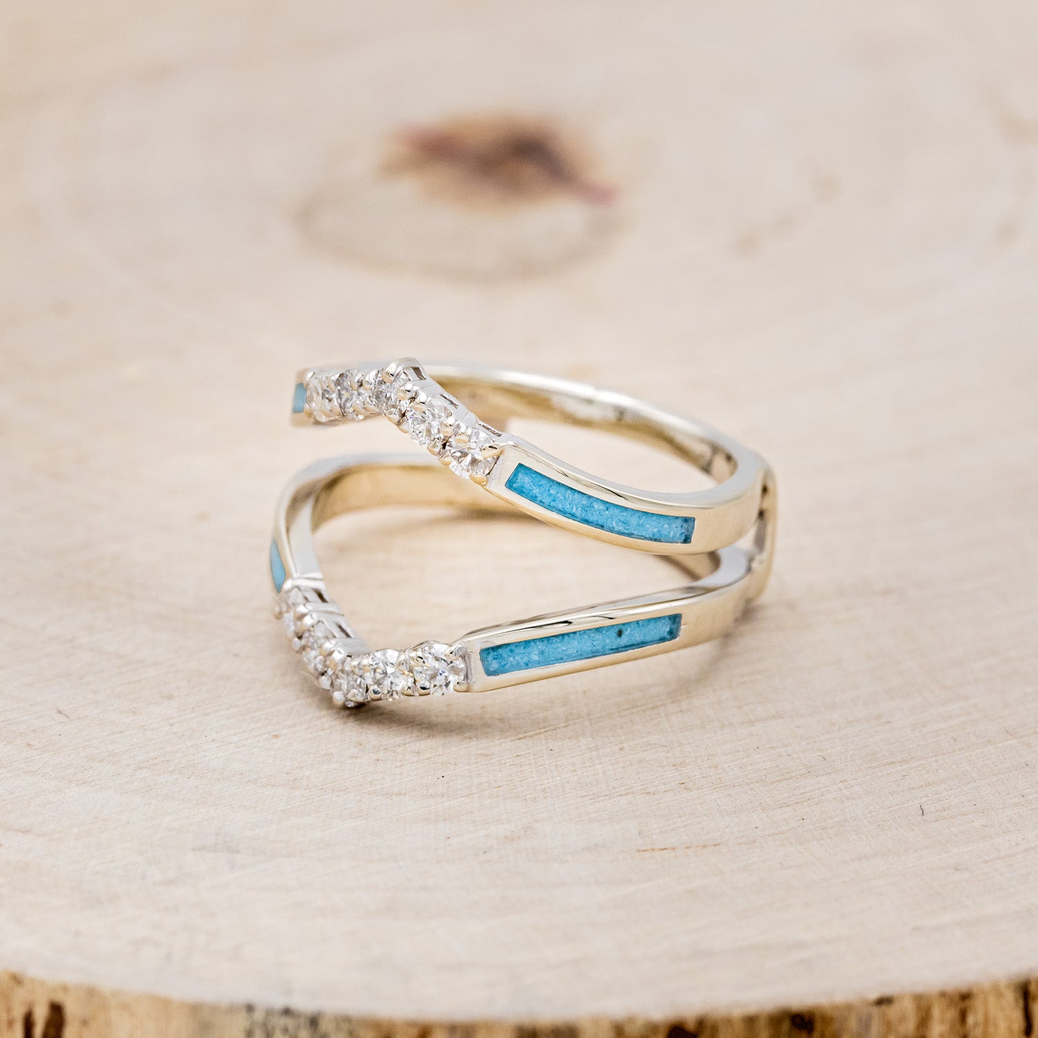 "RAYA" RING GUARD - TURQUOISE RING GUARD WITH DIAMOND ACCENTS-3