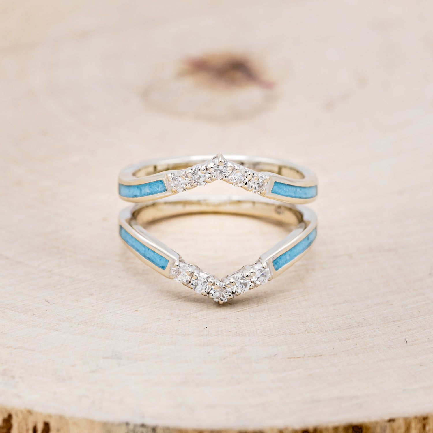 "RAYA" RING GUARD - TURQUOISE RING GUARD WITH DIAMOND ACCENTS-4