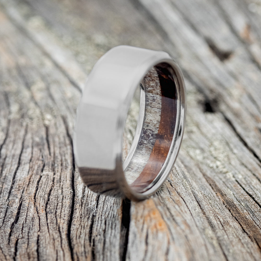 IRONWOOD & ANTLER LINED WEDDING BAND-2