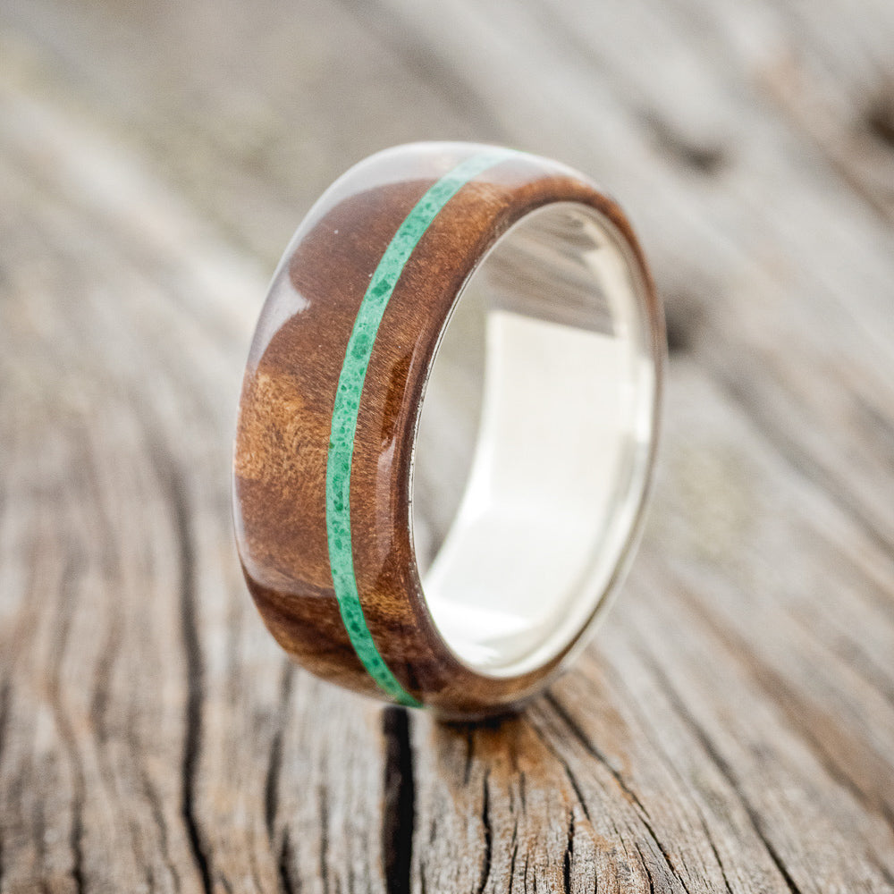 "REMMY" - REDWOOD & MALACHITE WEDDING RING-4