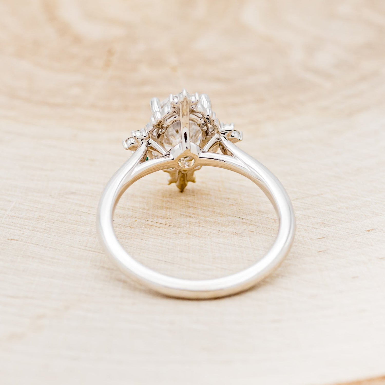 "TREVA" - OVAL MOISSANITE ENGAGEMENT RING WITH DIAMOND ACCENTS & "MELODY" TRACER-50