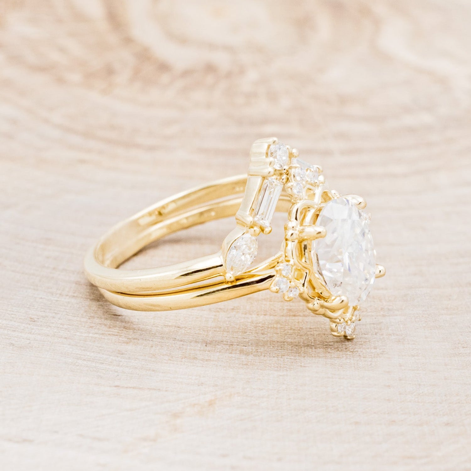 "TREVA" - OVAL MOISSANITE ENGAGEMENT RING WITH DIAMOND ACCENTS & "MELODY" TRACER-2