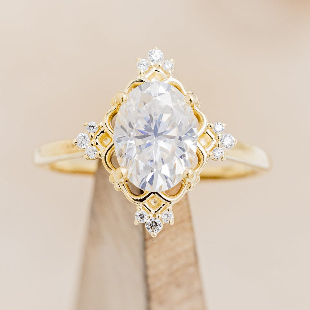 "TREVA" - OVAL MOISSANITE ENGAGEMENT RING WITH DIAMOND ACCENTS & "MELODY" TRACER-6