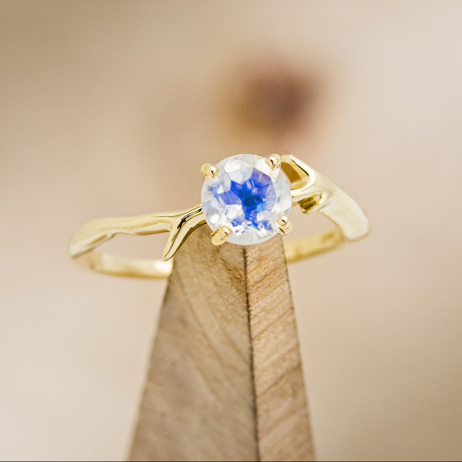 "ARTEMIS" - ROUND MOONSTONE ENGAGEMENT RING WITH AN ANTLER-STACKING BAND-6