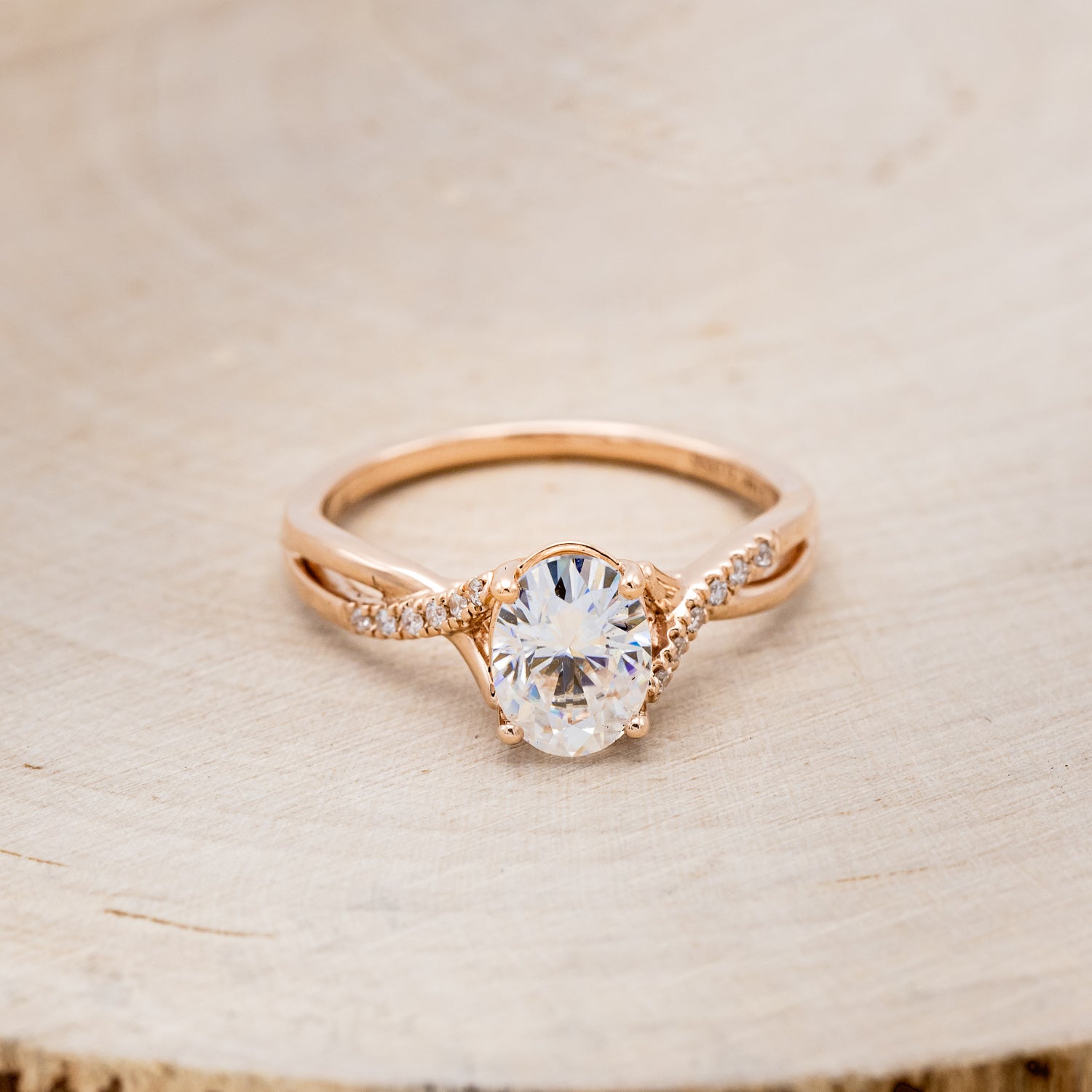 "ROSLYN" - OVAL MOISSANITE ENGAGEMENT RING WITH DIAMOND ACCENTS-4