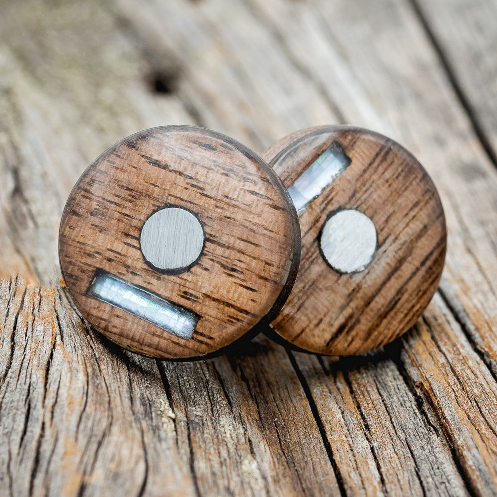 WALNUT CUFFLINKS WITH MOTHER OF PEARL INLAYS-2