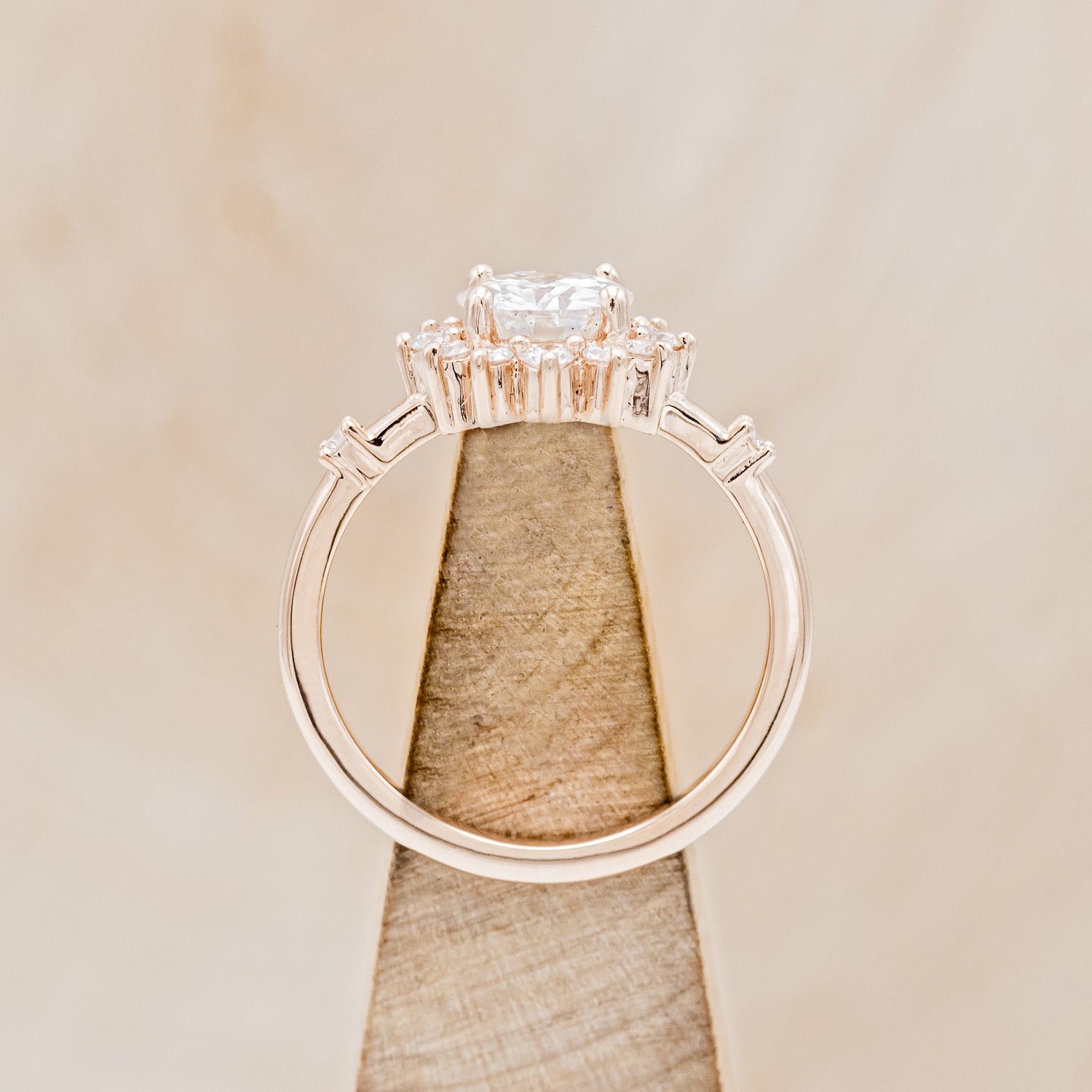 "STARLET" - ROUND CUT DIAMOND ENGAGEMENT RING WITH STARBURST DIAMOND HALO-6