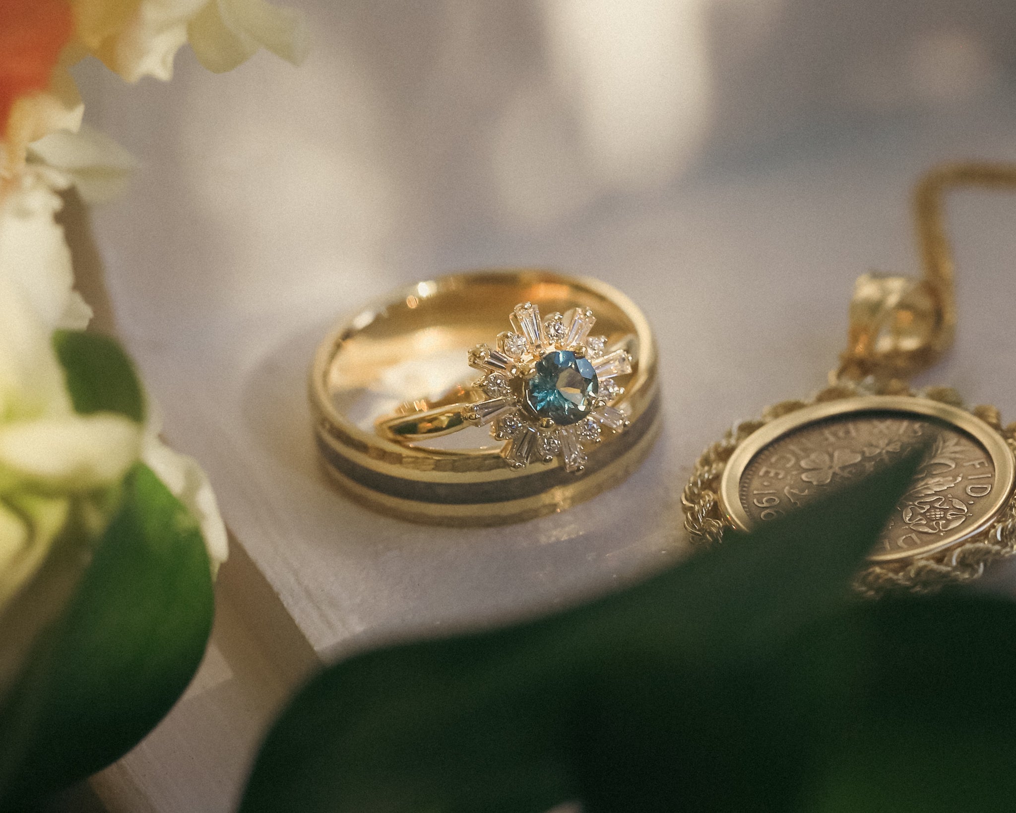 "SEREN" - ROUND CUT MONTANA SAPPHIRE ENGAGEMENT RING WITH DIAMOND HALO-20