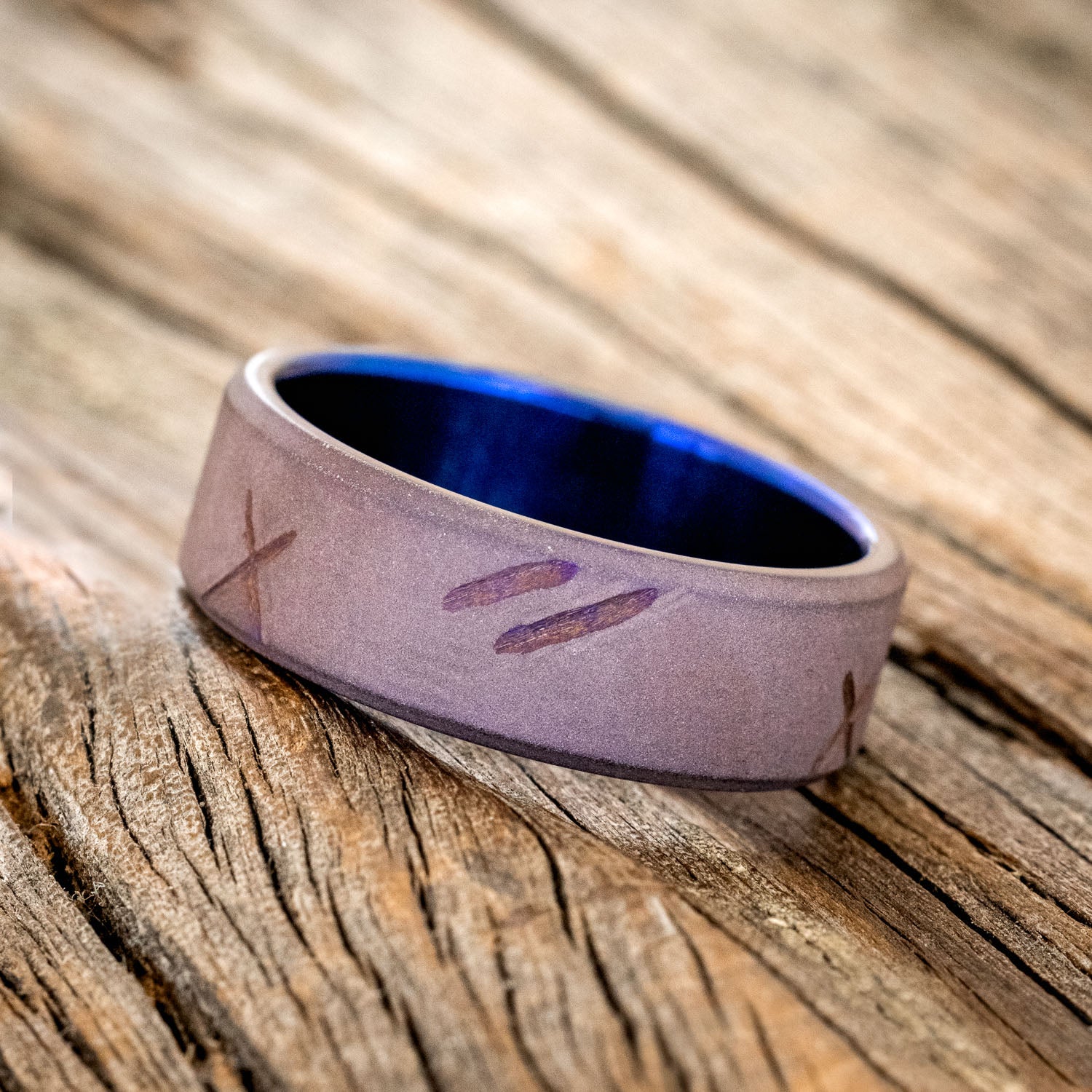 FIRE-TREATED TITANIUM WITH DISTRESSED MARKS & A SANDBLASTED FINISH - READY TO SHIP-2