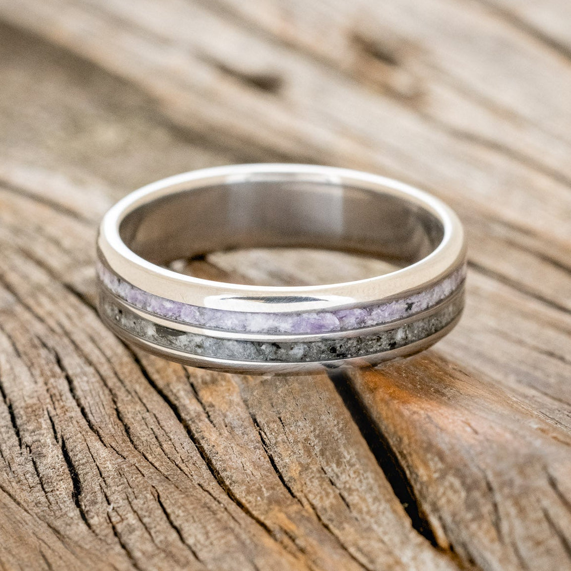 "COSMO" - CHAROITE & MOONSTONE WEDDING RING-3