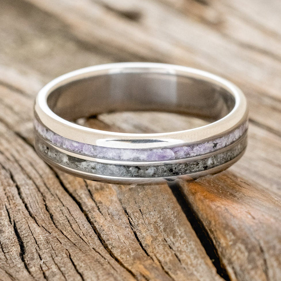 "COSMO" - CHAROITE & MOONSTONE WEDDING RING-3