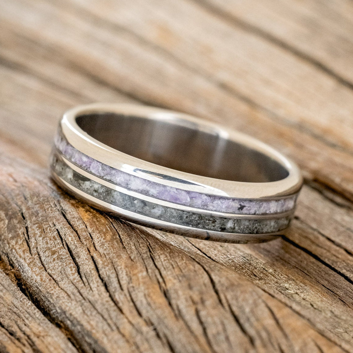 "COSMO" - CHAROITE & MOONSTONE WEDDING RING-2