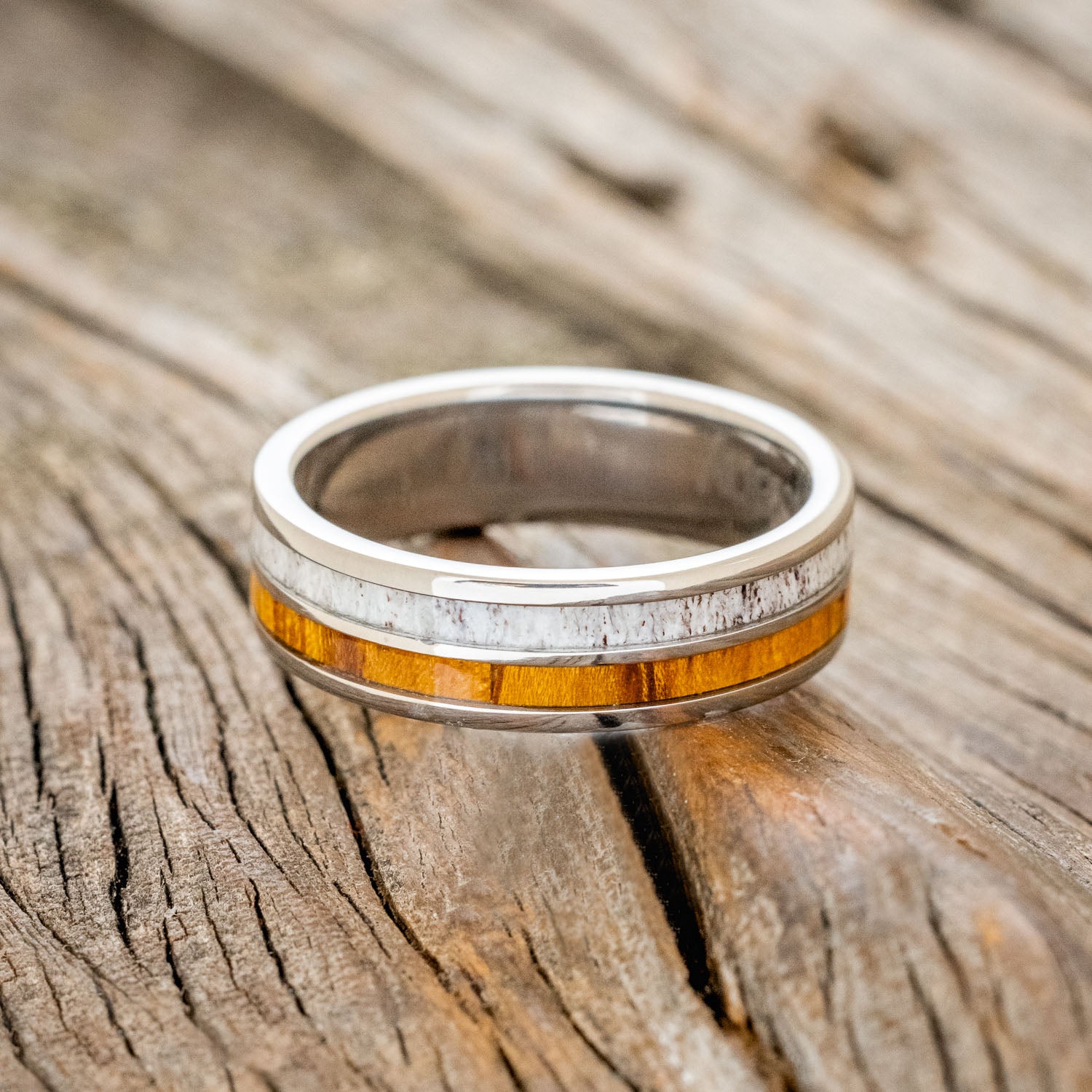 "DYAD" - IRONWOOD & ANTLER WEDDING BAND-3