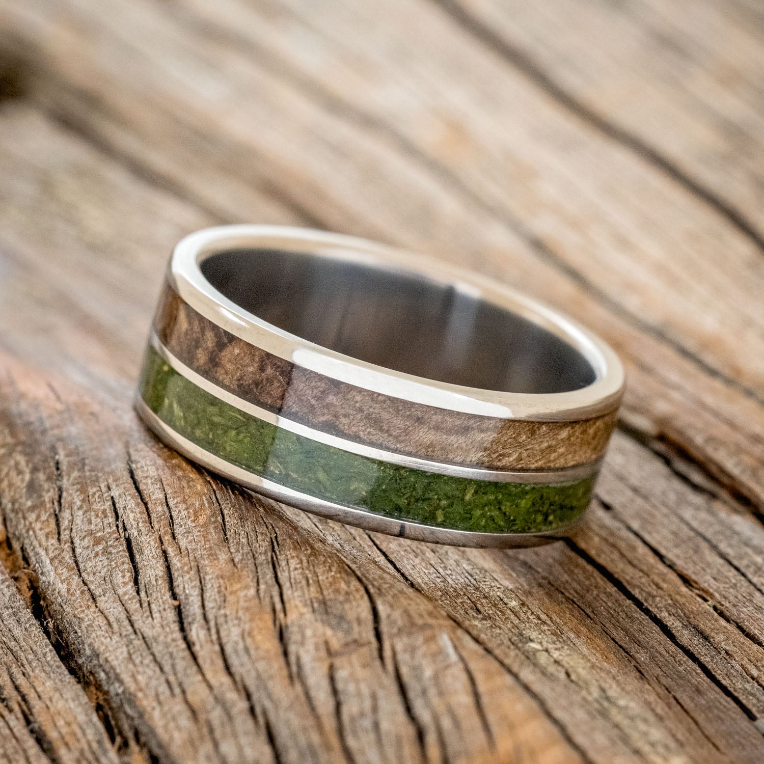 "DYAD" - MOSS & DRIFTWOOD WEDDING BAND-2