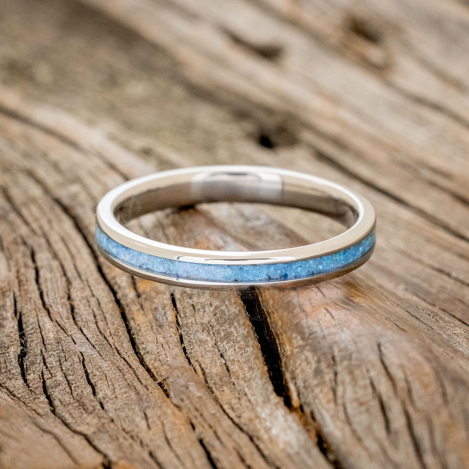 "ETERNA"- BLUE OPAL STACKING WEDDING BAND-3