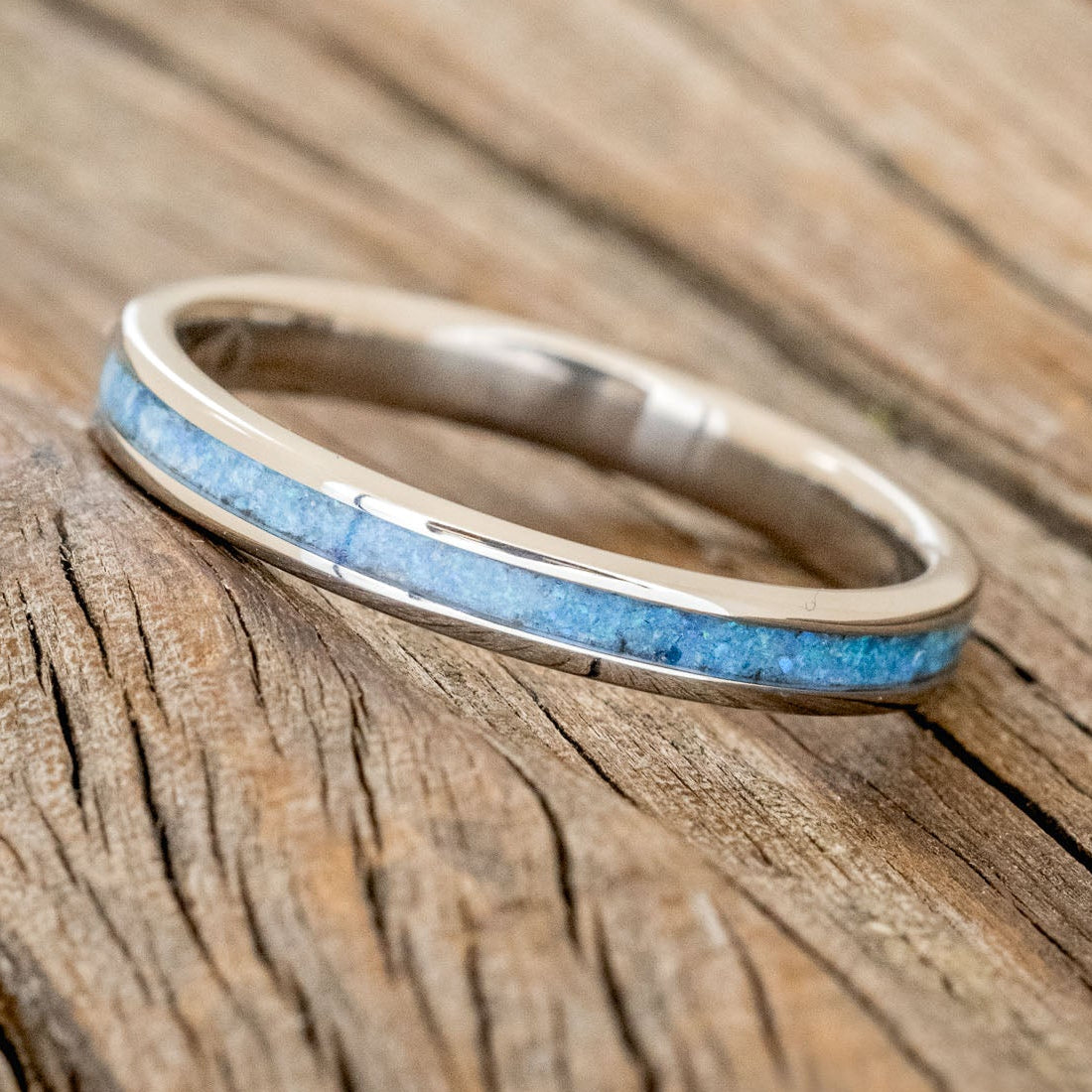 "ETERNA"- BLUE OPAL STACKING WEDDING BAND-2