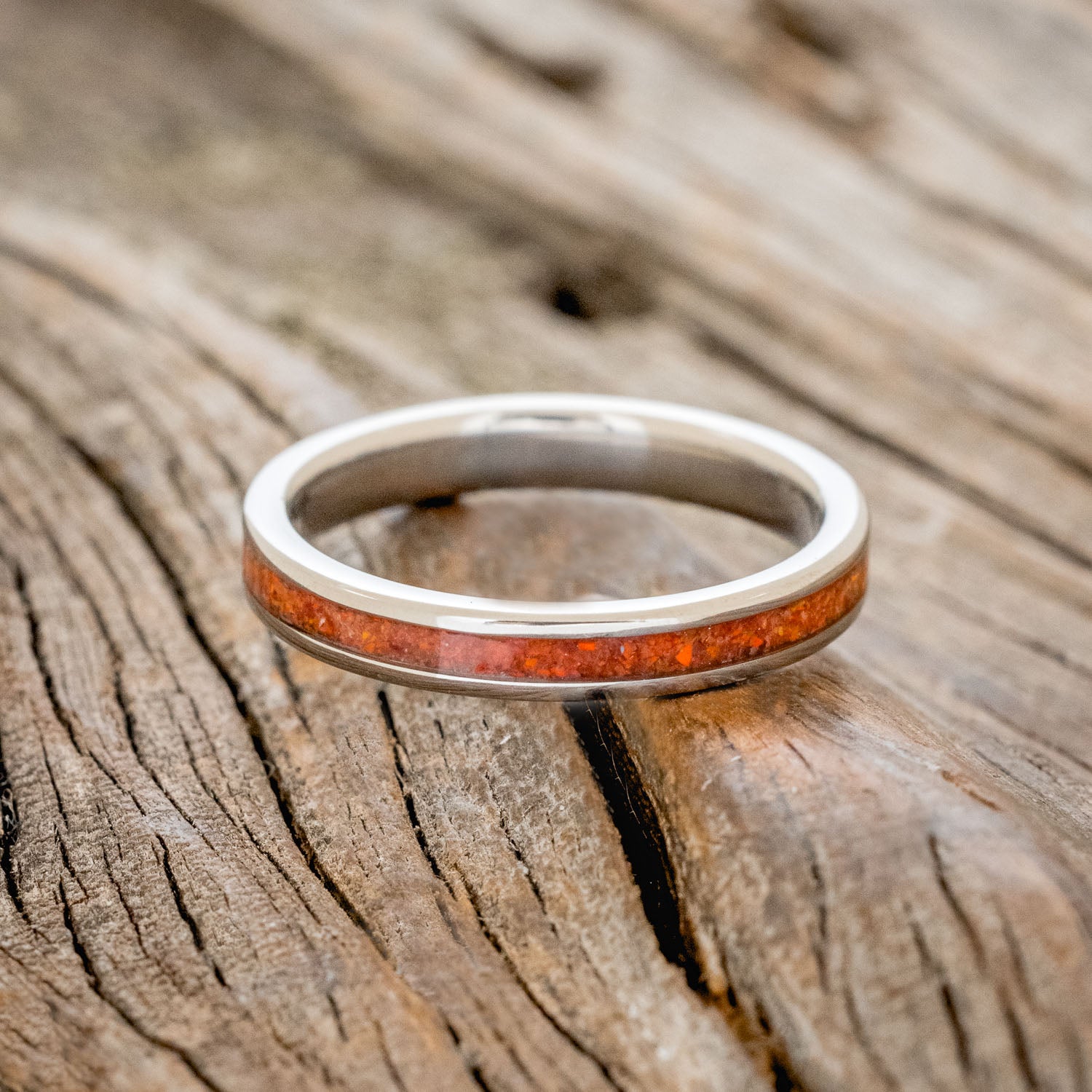 "ETERNA" - RUBY RED OPAL STACKING BAND-3