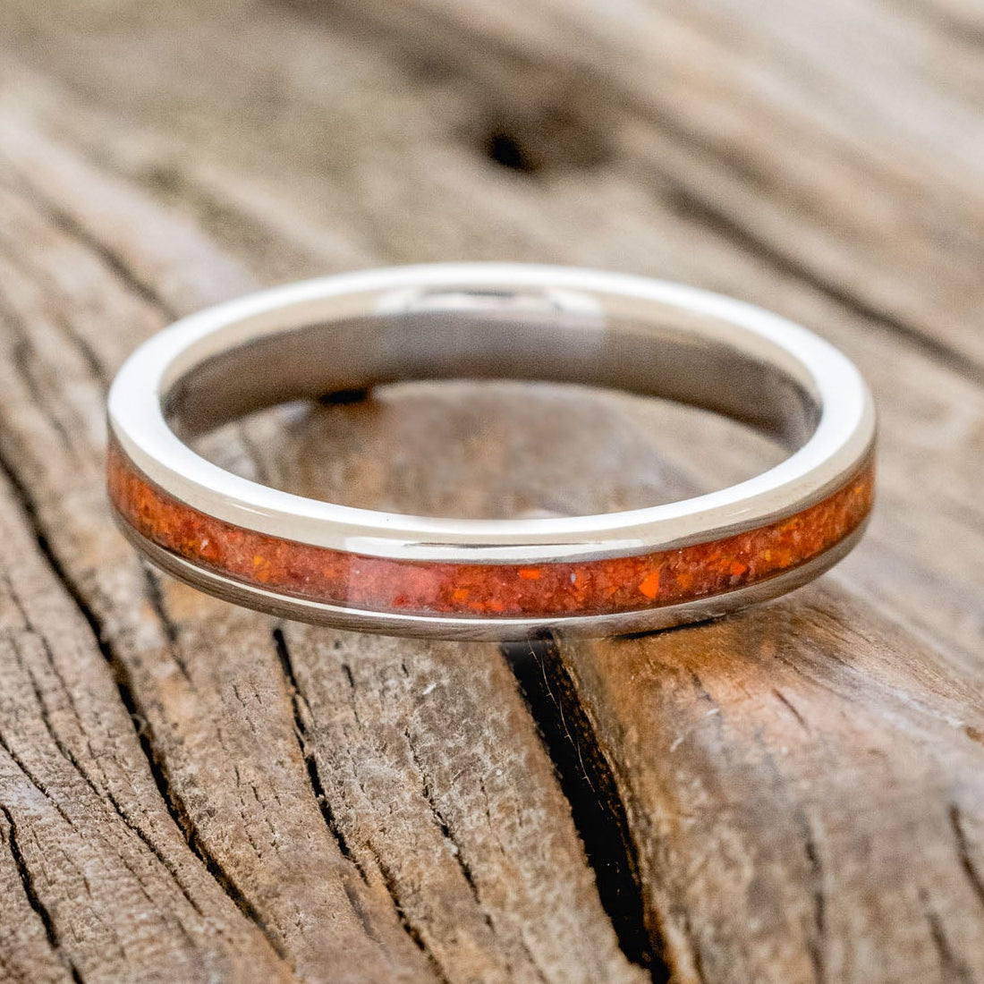 "ETERNA" - RUBY RED OPAL STACKING BAND-3