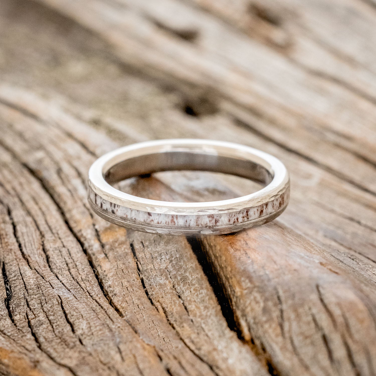 "ETERNA" - ANTLER STACKING BAND WITH A HAMMERED FINISH-3