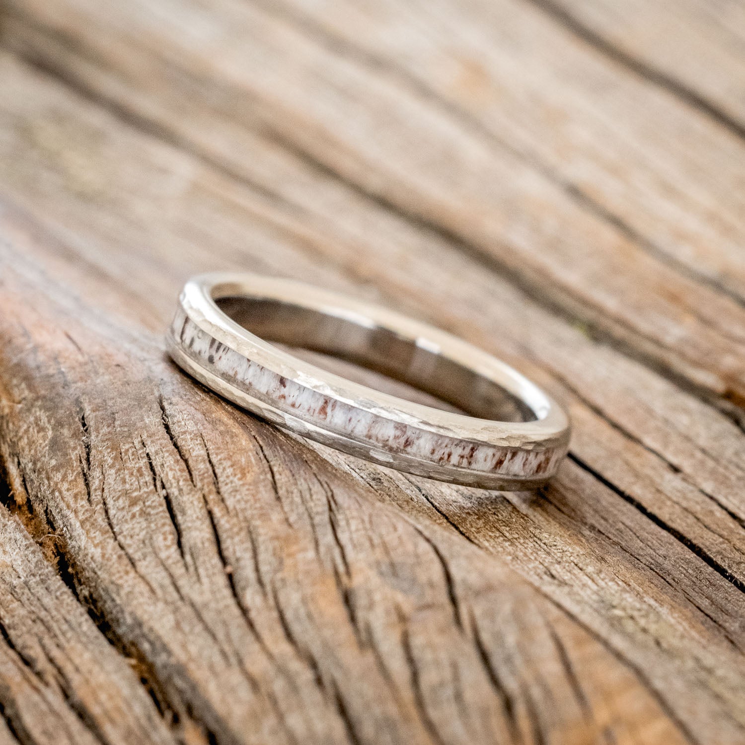 "ETERNA" - ANTLER STACKING BAND WITH A HAMMERED FINISH-2