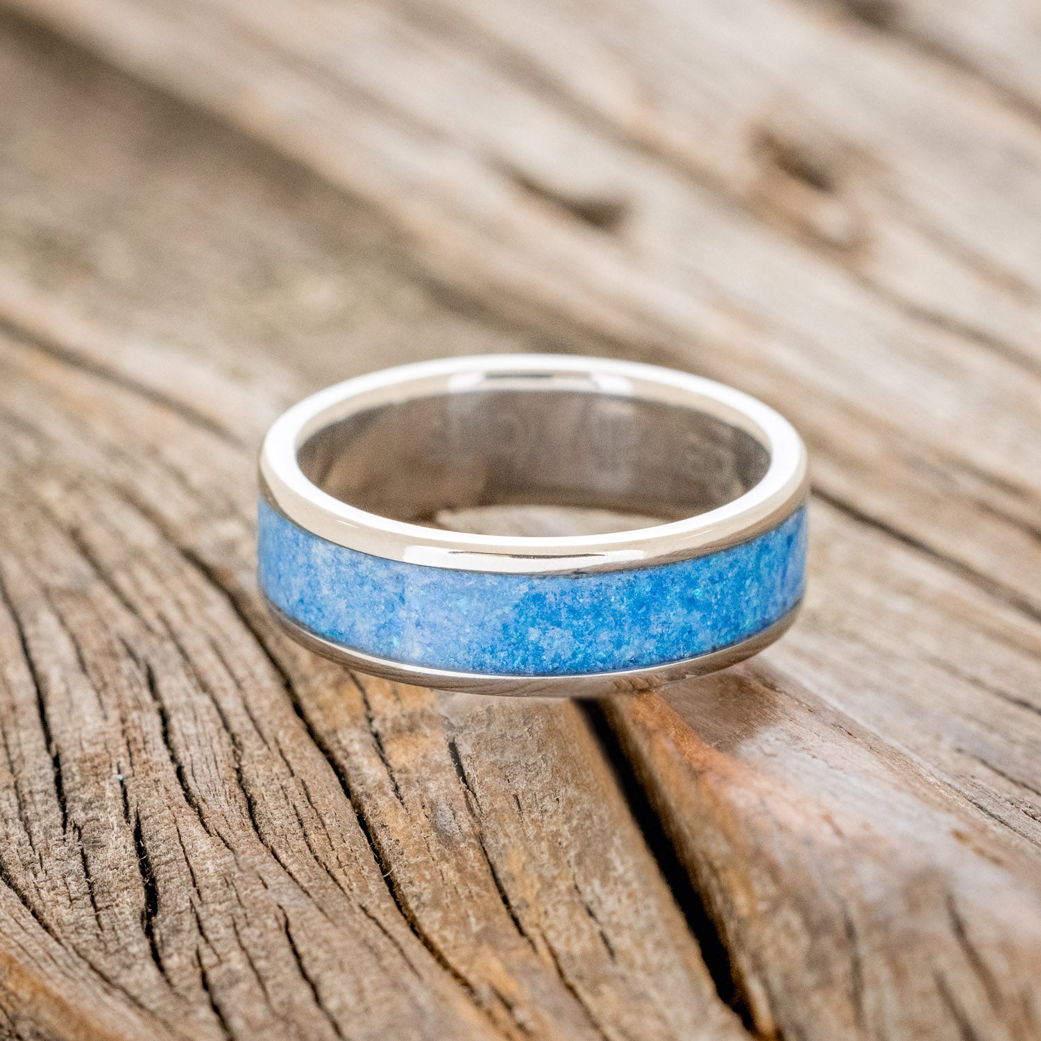 "RAINIER" - BLUE OPAL WEDDING BAND-3