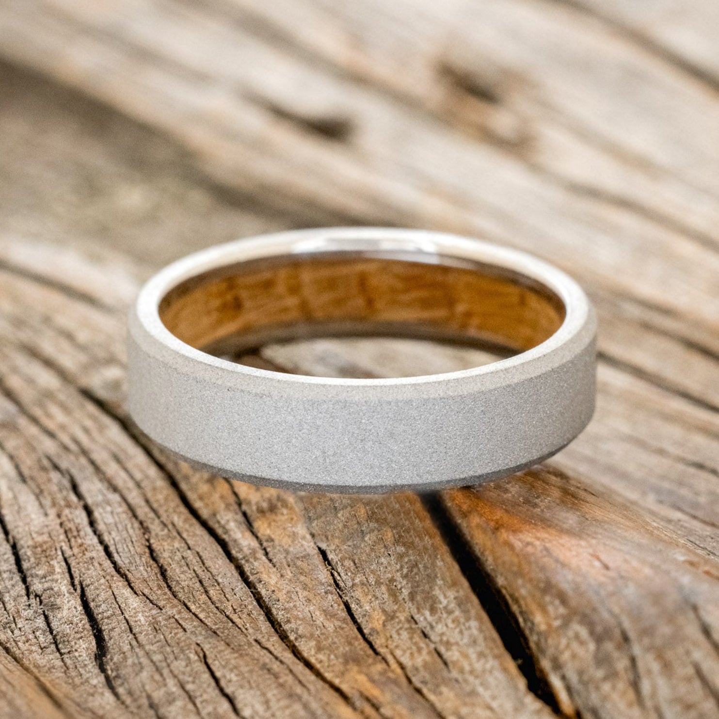 WHISKEY BARREL CHANNEL LINED RING WITH SANDBLASTED FINISH-6