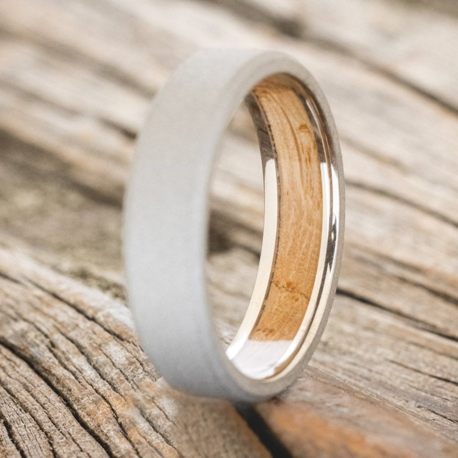 WHISKEY BARREL CHANNEL LINED RING WITH SANDBLASTED FINISH-4