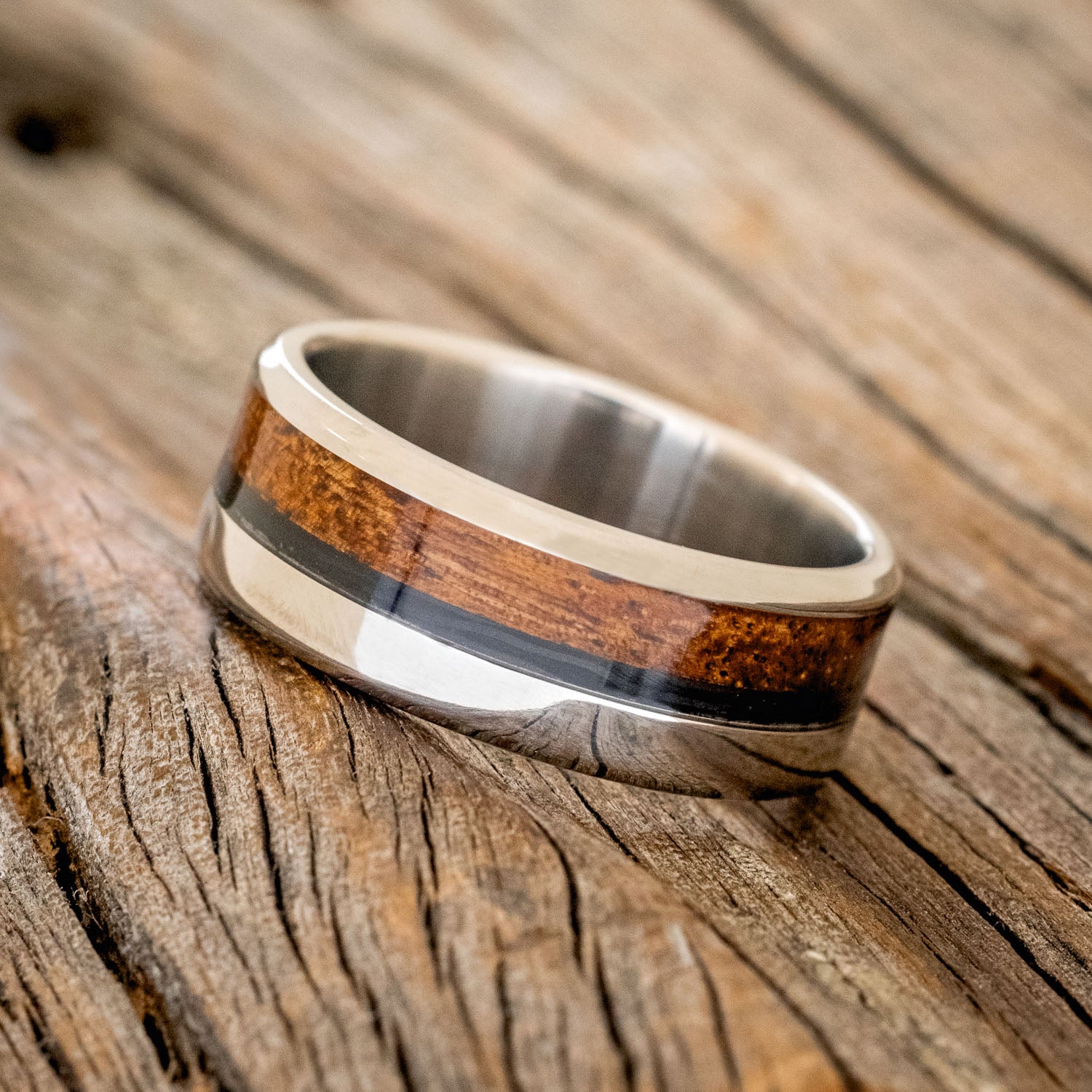 "TANNER" - KOA WOOD & CARBON FIBER WEDDING BAND-2