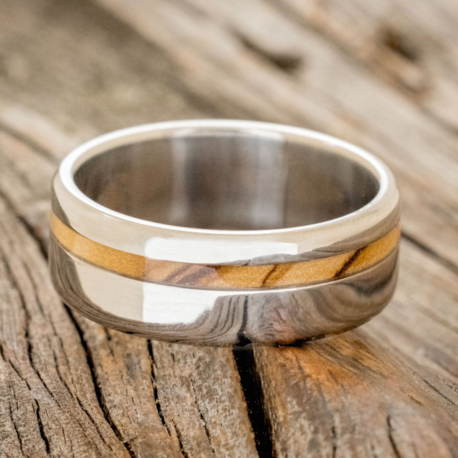 "VERTIGO" - BETHLEHEM OLIVE WOOD WEDDING BAND-3