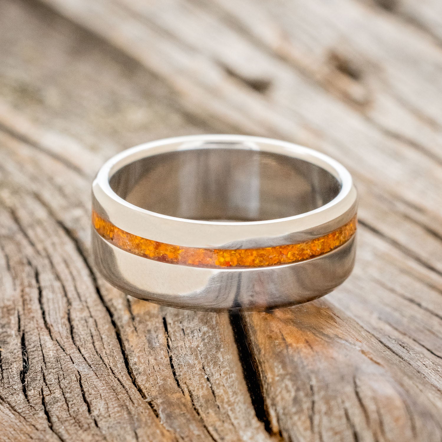 "VERTIGO" - ORANGE OPAL WEDDING RING-3