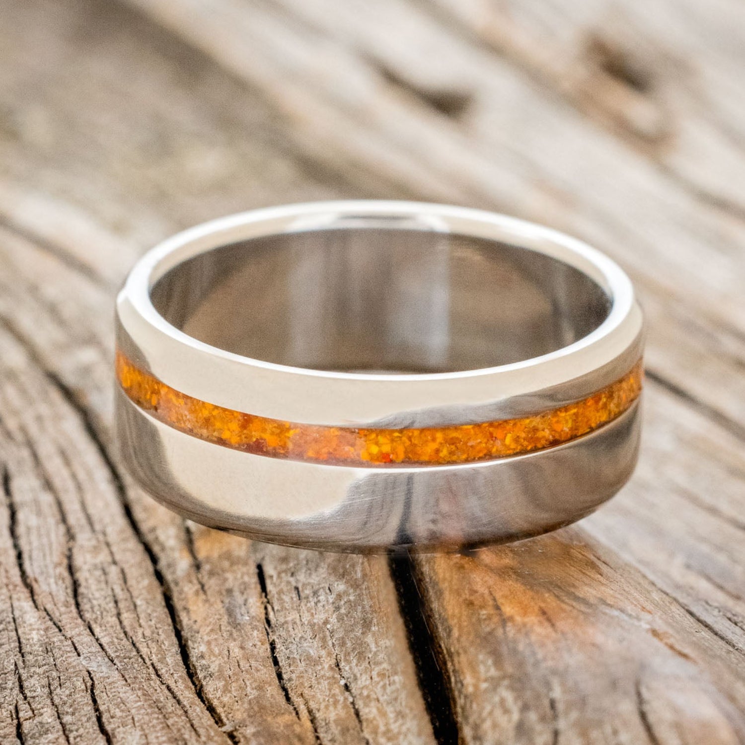 "VERTIGO" - ORANGE OPAL WEDDING RING-3