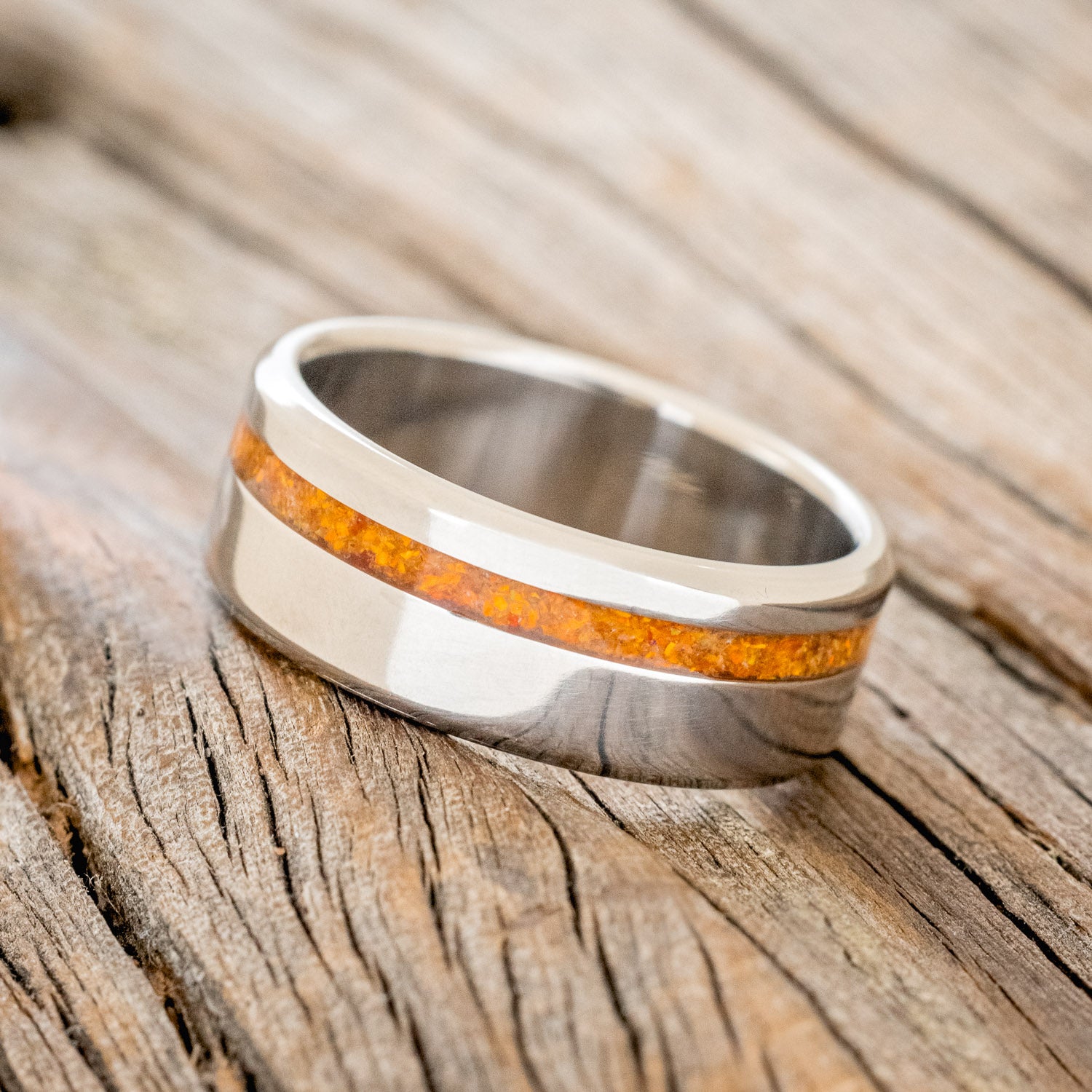 "VERTIGO" - ORANGE OPAL WEDDING RING-2