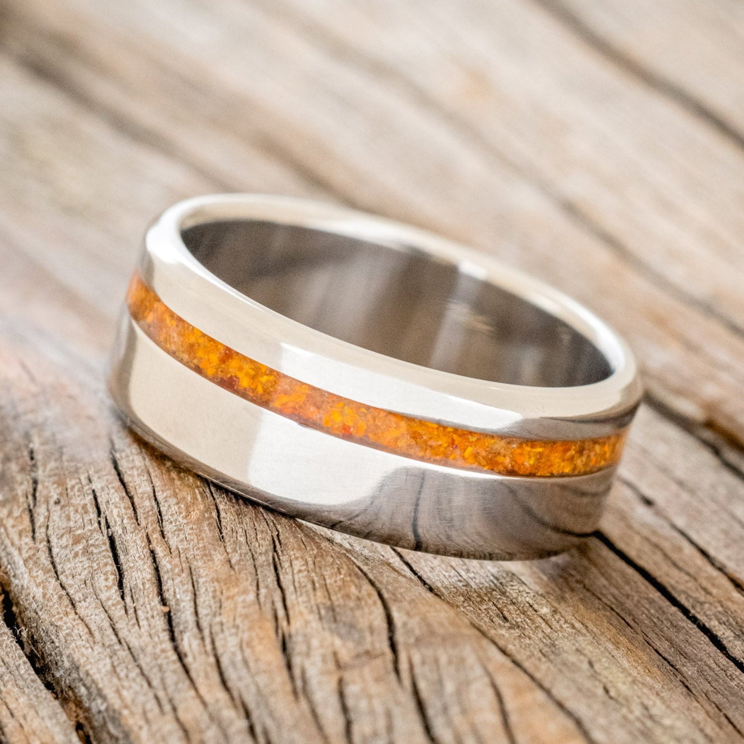 "VERTIGO" - ORANGE OPAL WEDDING RING-2