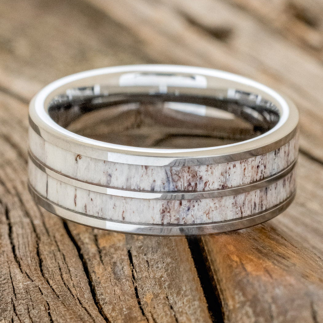 "DYAD" - ANTLER INLAY WEDDING BAND-8