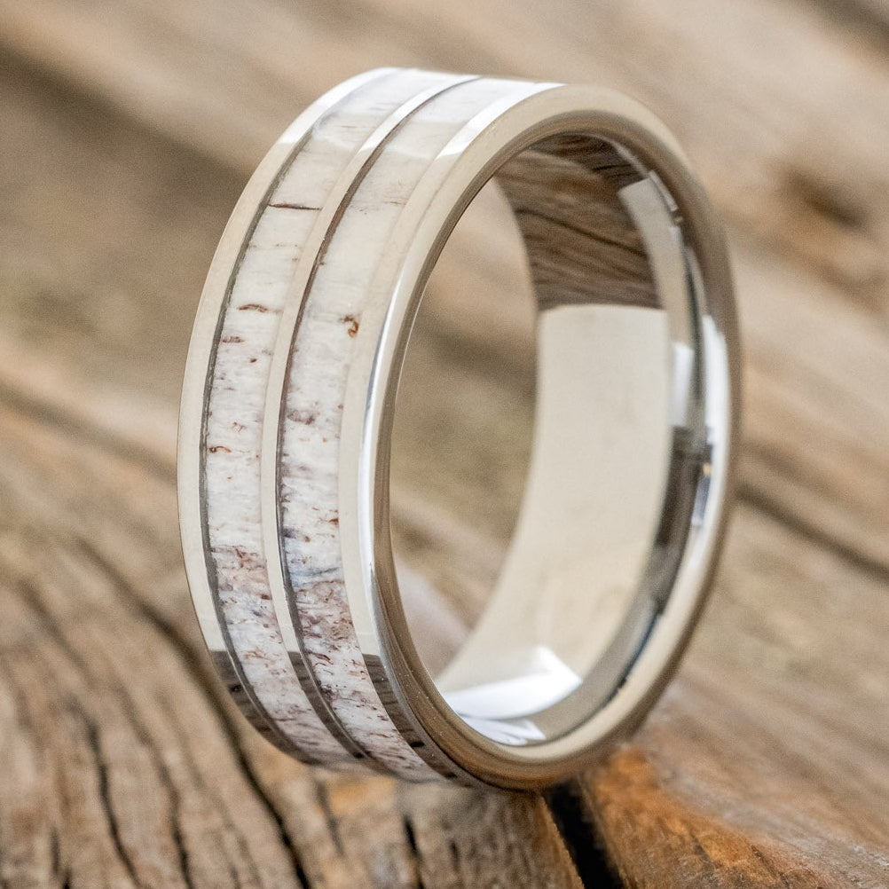 "DYAD" - ANTLER INLAY WEDDING BAND-4