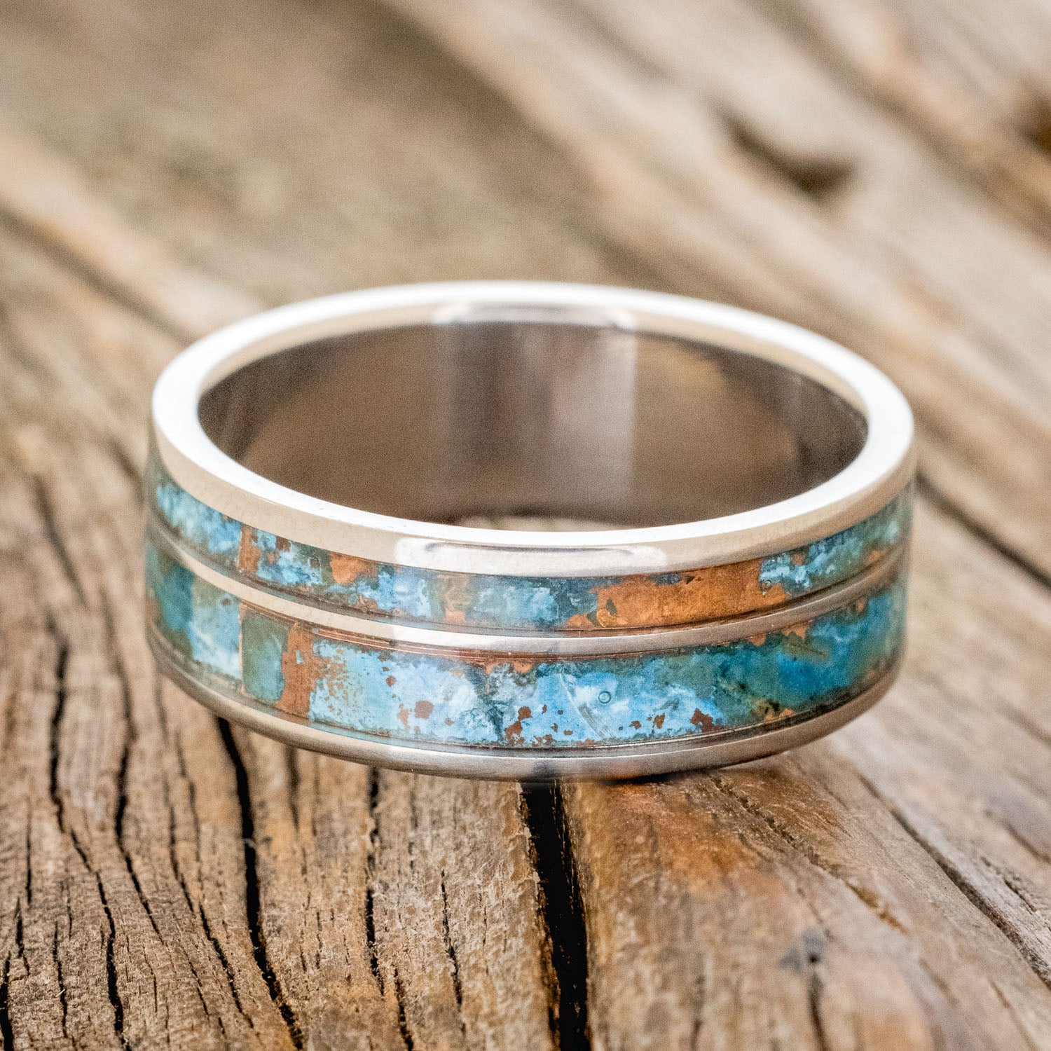 "RAPTOR" - PATINA COPPER WEDDING BAND-3