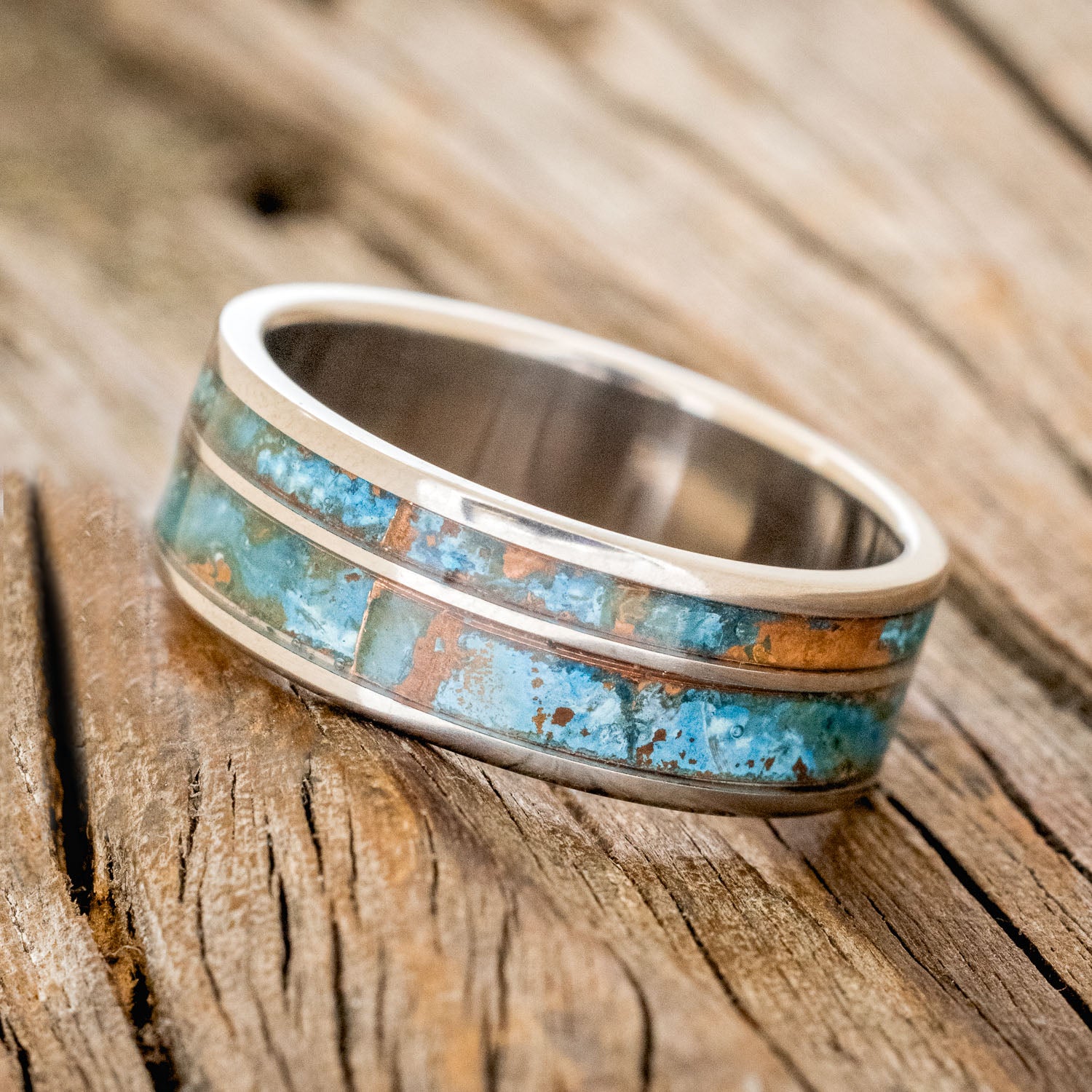 "RAPTOR" - PATINA COPPER WEDDING BAND-2