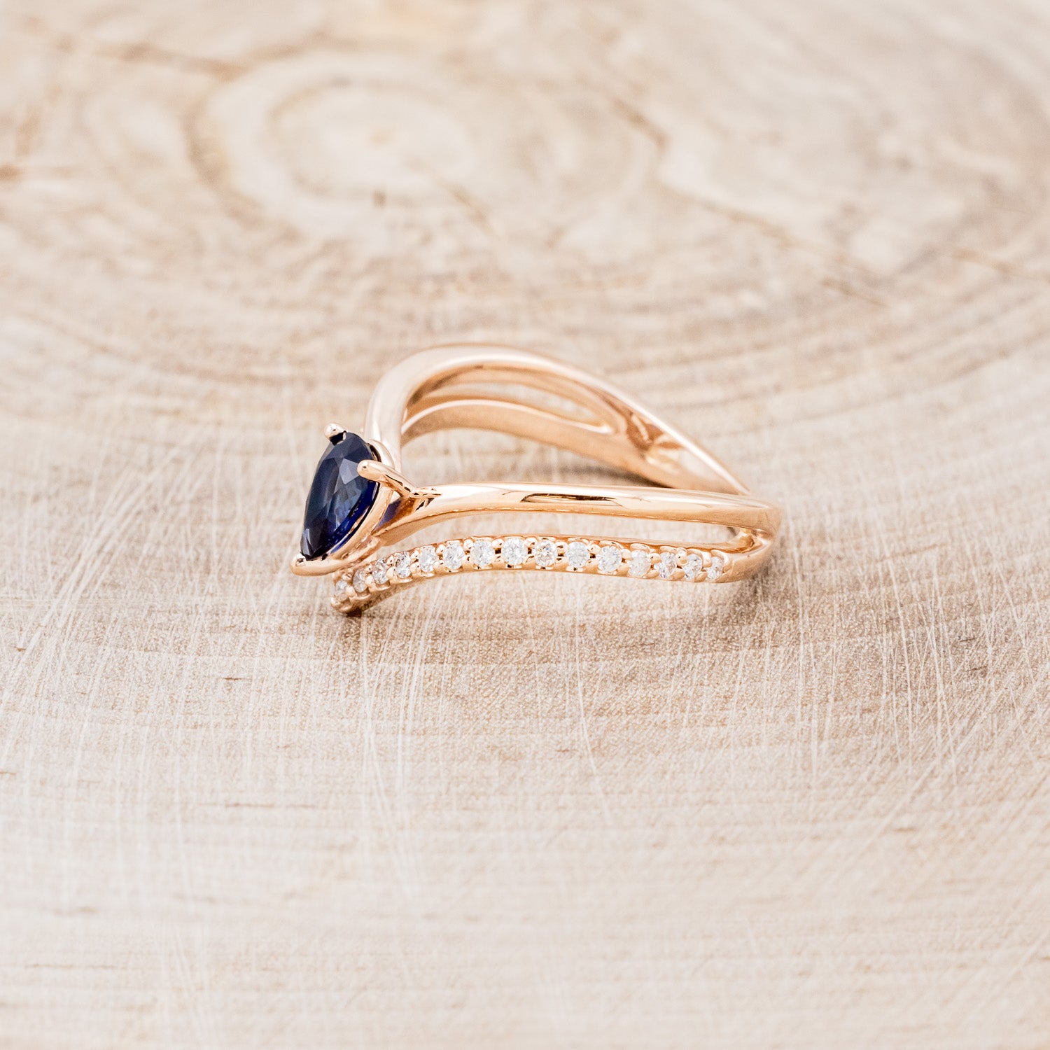 "CICELY" - PEAR-SHAPED BLUE SAPPHIRE ENGAGEMENT RING WITH DIAMOND ACCENTS-3