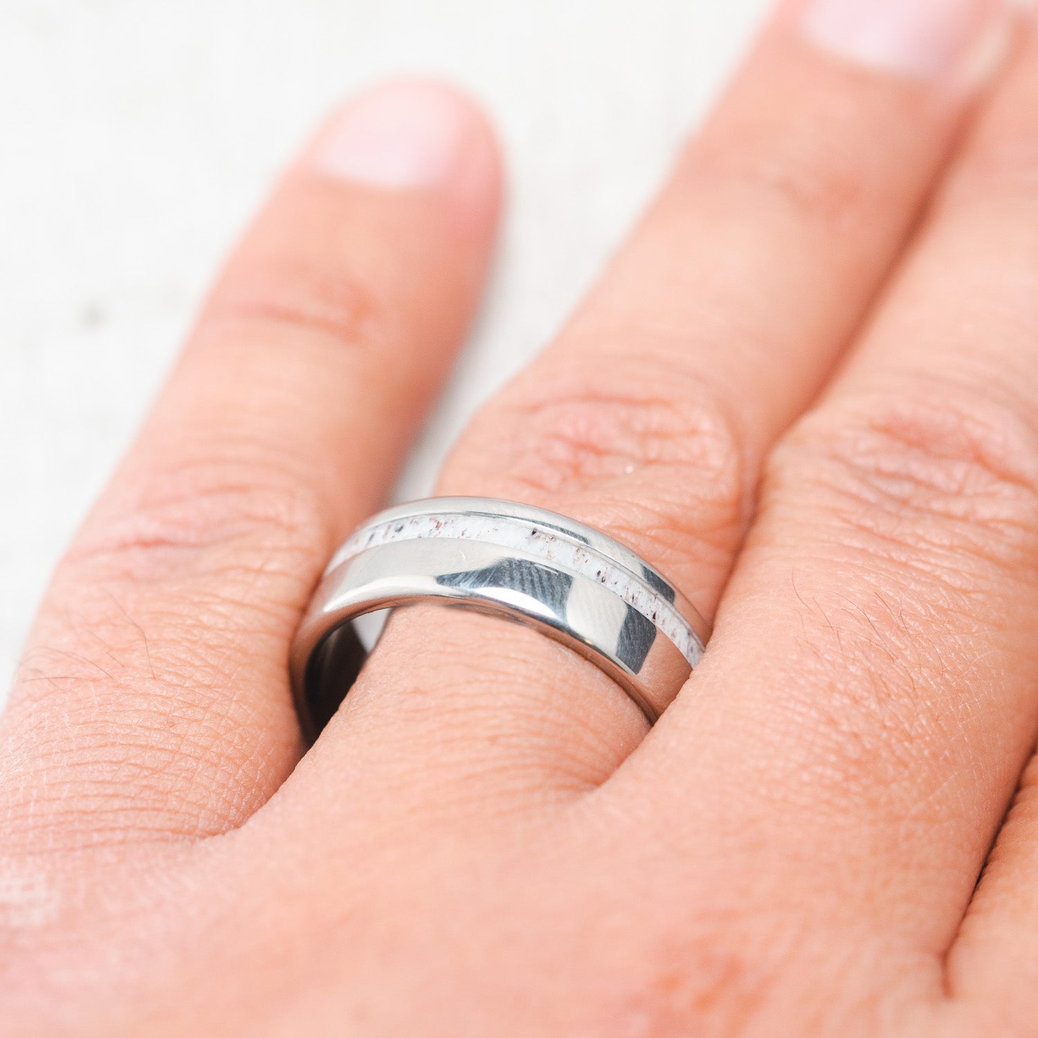 "VERTIGO" - OFFSET ELK ANTLER WEDDING RING-24